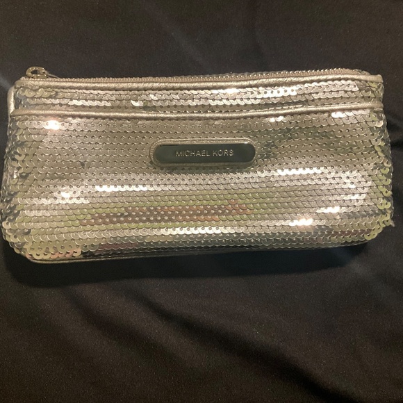Michael Kors Silver Sequin Clutch/Wristlet/Wallet - Good Condition - 7 inches - Picture 1 of 6